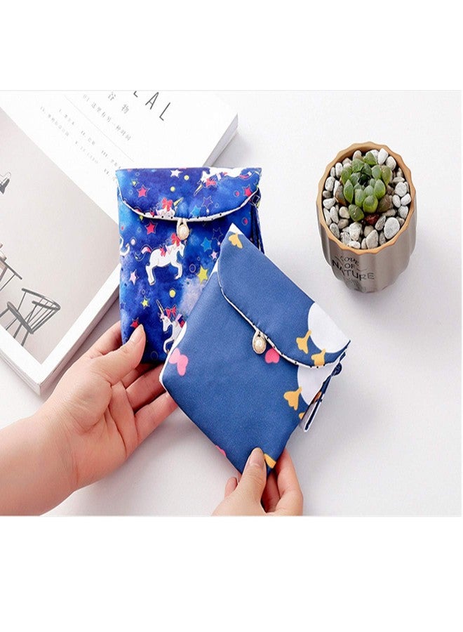Tiger007 4 Pcs Cute Cotton Sanitary Napkins Bag, Menstrual Cup Pouch, Nursing Pad Holder, 5.1 x 5.1 inch Washable Organizer, Multifunction Purse for Girls Women (A) - Image 5